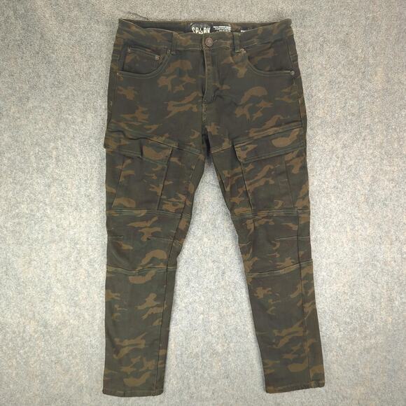 Spark Pants Mens 38x32 Camouflage Stretch Slim Straight Camo Cargo Military - Picture 1 of 8